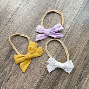 Kids Bow Hairbands Set - Yellow, Purple, White
